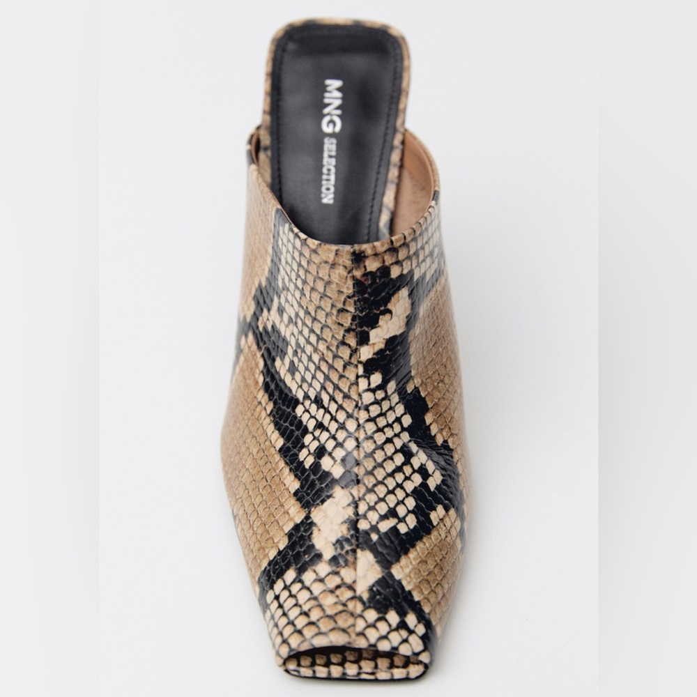 Mango Snake-Print Mule Heels in Beige and Black - Picture 6 of 11